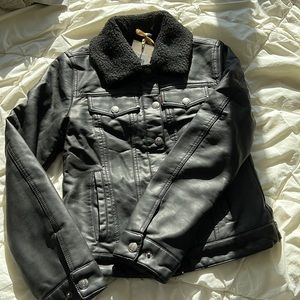 NEW Levi Sherpa Lined Faux Leather Jacket